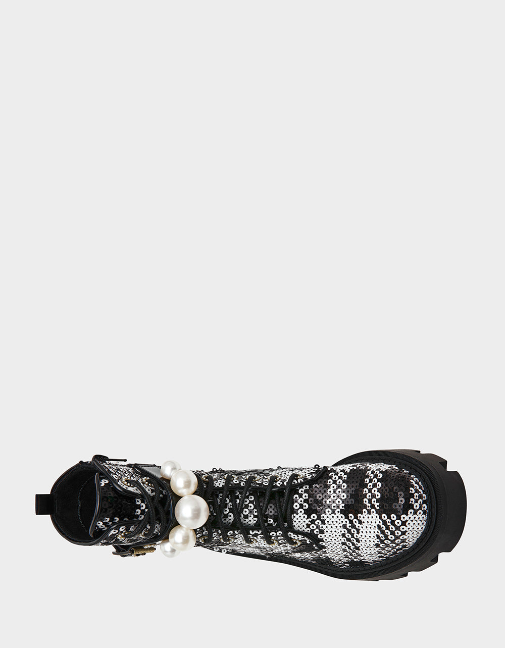 JONNIE BLACK WHITE PLAID Lace-Up Platform Combat Women's Ankle Boot | Betsey Johnson Sale