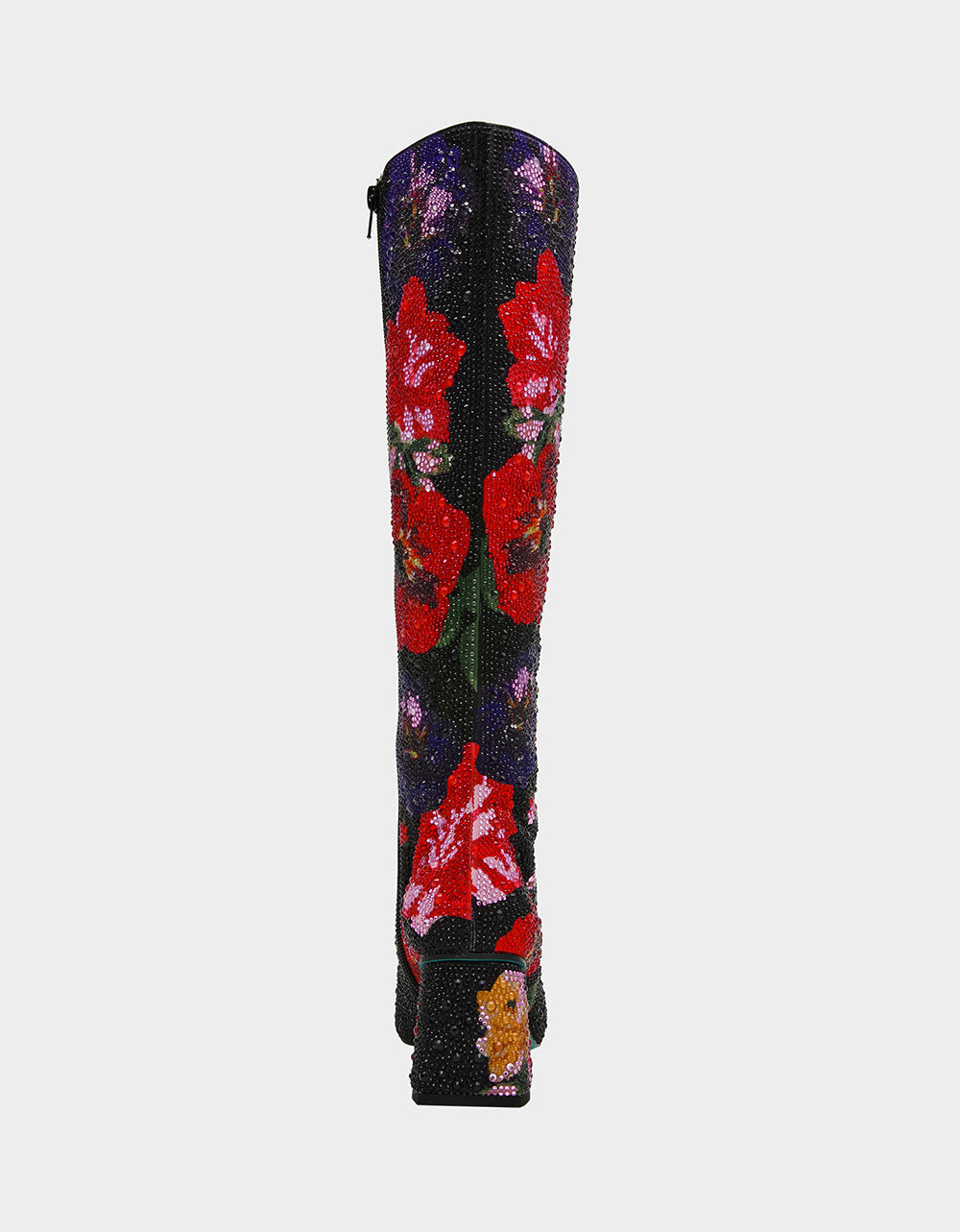 AVON BLACK FLOWER MULTI Women's Knee High Rhinestone Floral Boots | Betsey Johnson Signature