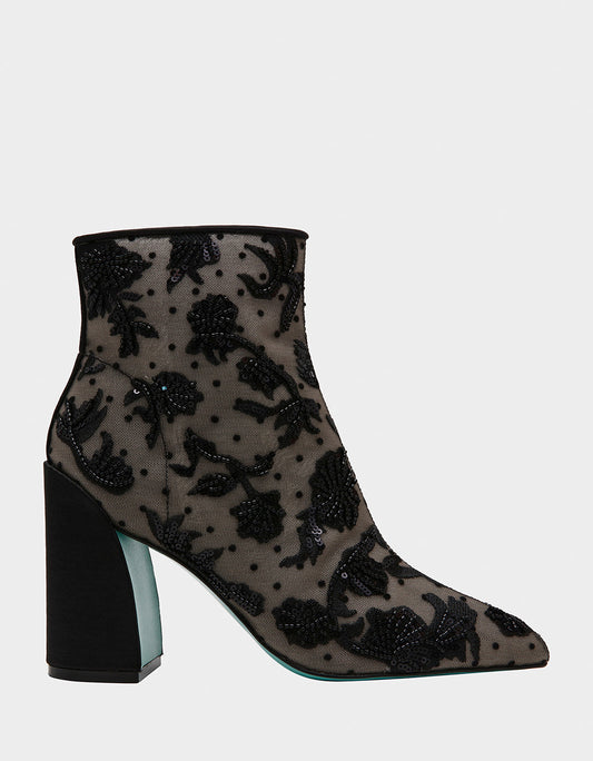 MERRI BLACK Mesh Bootie | Betsey Johnson Trusted
