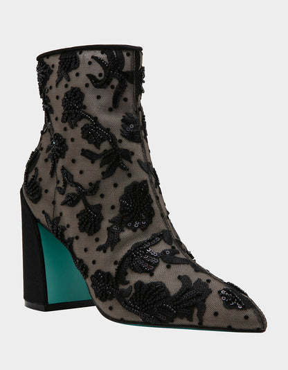 MERRI BLACK Mesh Bootie | Betsey Johnson Trusted
