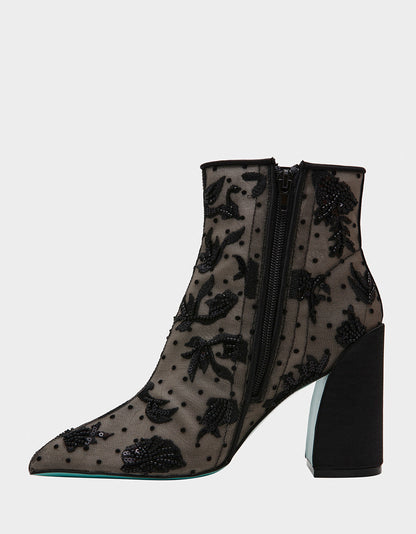 MERRI BLACK Mesh Bootie | Betsey Johnson Trusted