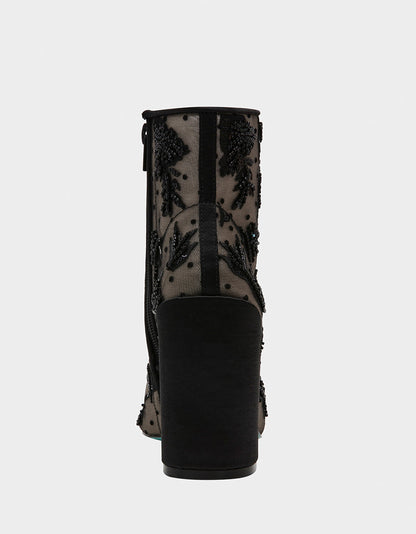 MERRI BLACK Mesh Bootie | Betsey Johnson Trusted