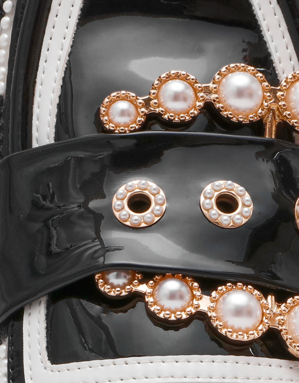 BARTON White/Black Polka Dot Mule Embellished Buckle Lug Women's Loafer | Betsey Johnson Featured