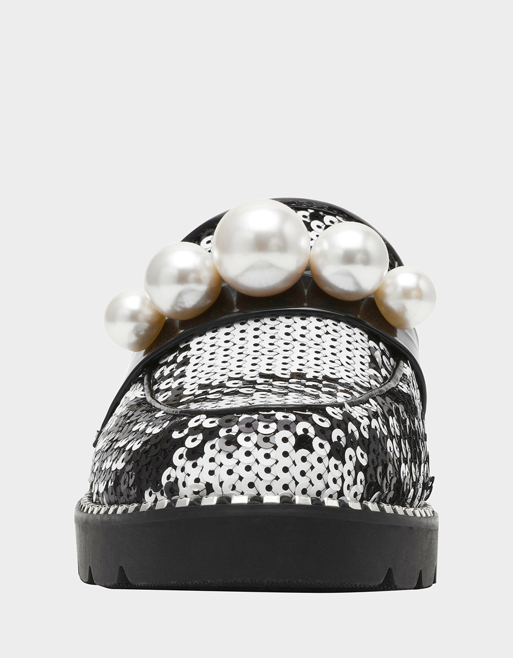 HARLOE BLACK WHITE PLAID Platfrom Pearl Embellished Women's Loafer | Betsey Johnson Best Seller