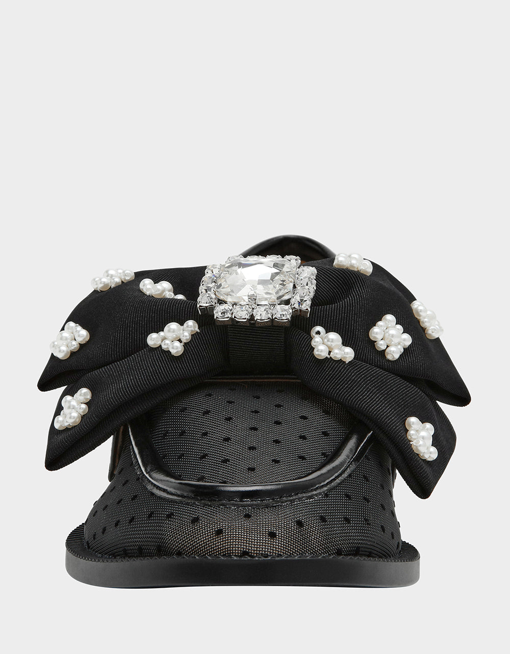 SETH BLACK Women's Mesh Pearl Bow Slip-On Loafer | Betsey Johnson Premium