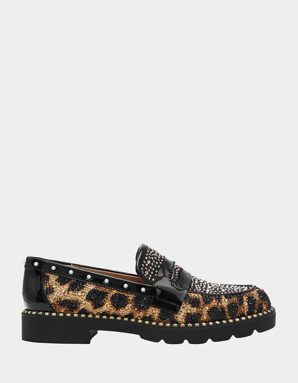 LYDIAA LEOPARD Rhinestone Embellished Platform Women's Loafer | Betsey Johnson New