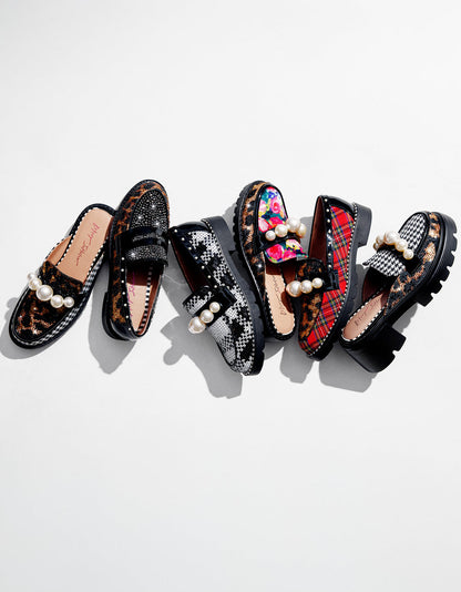 LYDIAA LEOPARD Rhinestone Embellished Platform Women's Loafer | Betsey Johnson New