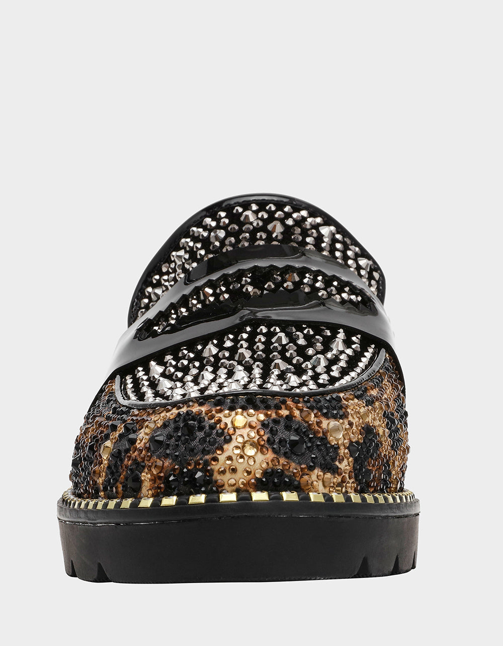 LYDIAA LEOPARD Rhinestone Embellished Platform Women's Loafer | Betsey Johnson New
