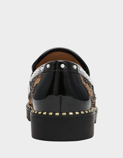 LYDIAA LEOPARD Rhinestone Embellished Platform Women's Loafer | Betsey Johnson New