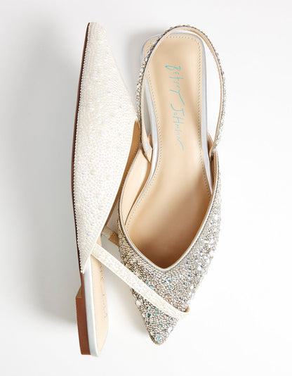 VANCE SILVER Rhinestone Slingback Flats | Betsey Johnson Featured