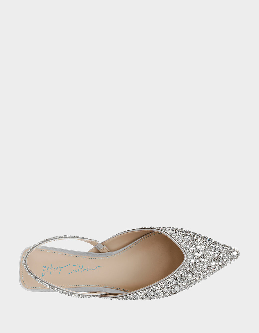 VANCE SILVER Rhinestone Slingback Flats | Betsey Johnson Featured
