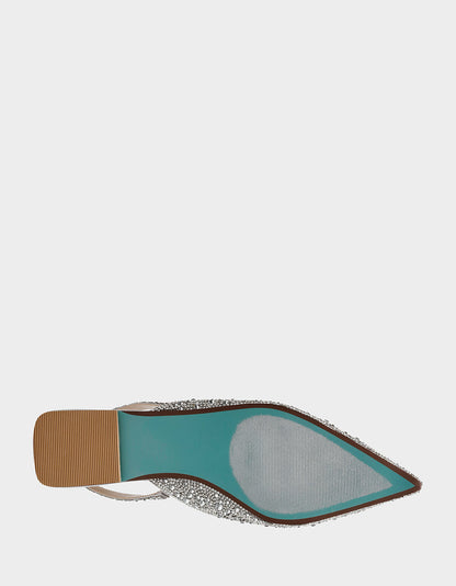 VANCE SILVER Rhinestone Slingback Flats | Betsey Johnson Featured