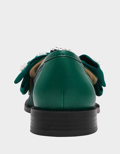 SETH EMERALD Women's Mesh Pearl Bow Slip-On Loafer | Betsey Johnson Value
