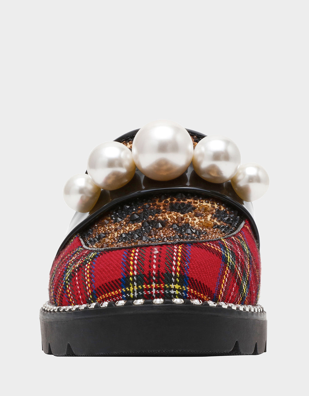 HARLOE RED PLAID Platfrom Pearl Embellished Women's Loafer | Betsey Johnson Quality
