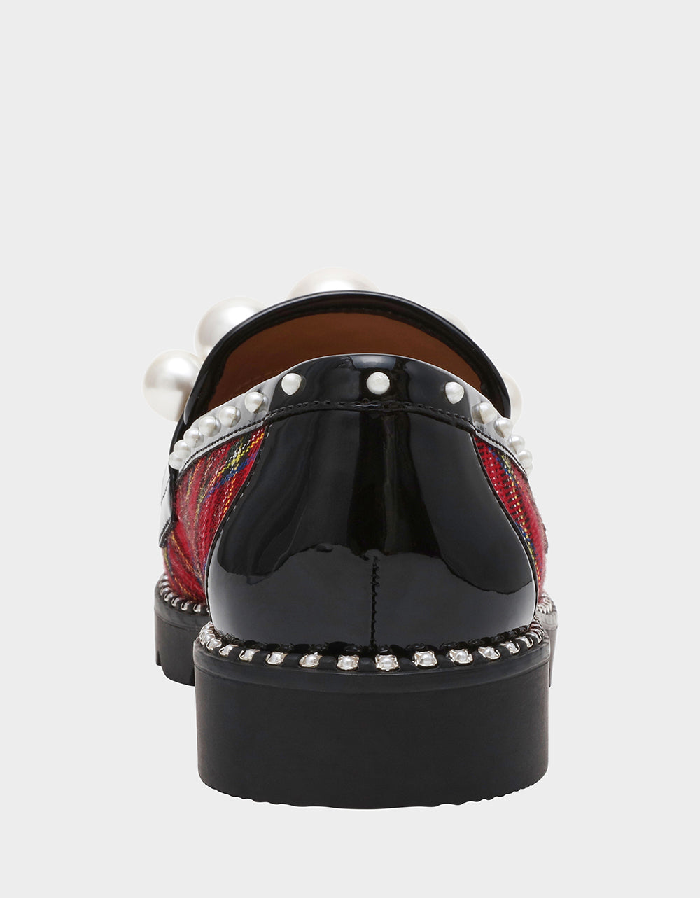 HARLOE RED PLAID Platfrom Pearl Embellished Women's Loafer | Betsey Johnson Quality
