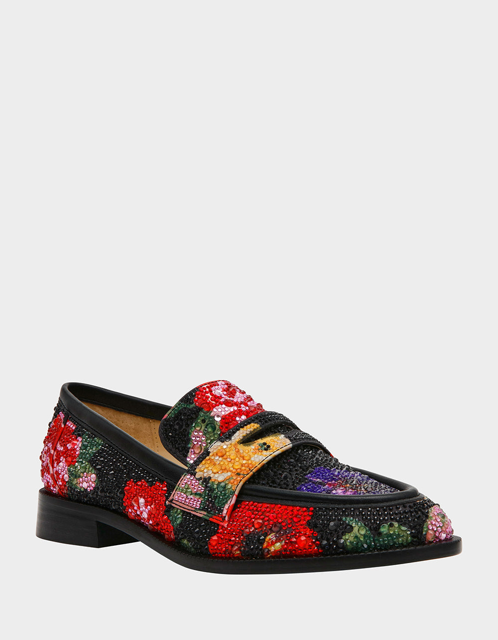 CANNE BLACK FLOWER MULTI Slip-On Embellished Rhinestone Women's Loafer | Betsey Johnson Classic