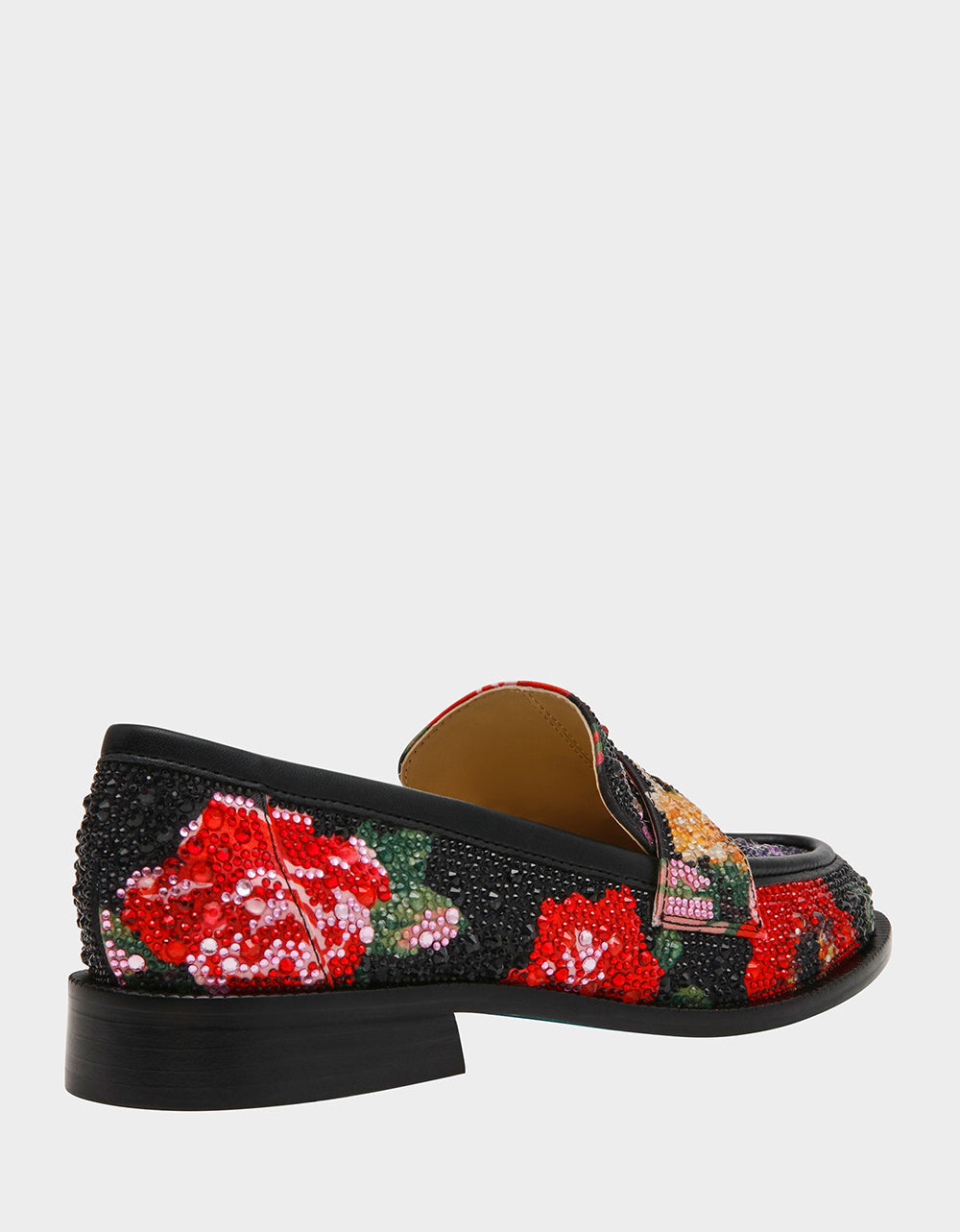 CANNE BLACK FLOWER MULTI Slip-On Embellished Rhinestone Women's Loafer | Betsey Johnson Classic
