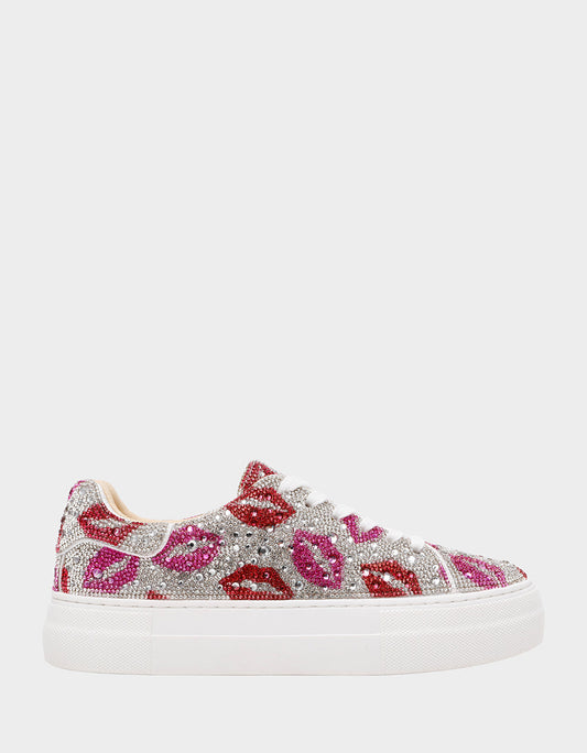 SIDNY MULTI LIPS Women's Rhinestone Platform Sneaker | Betsey Johnson New