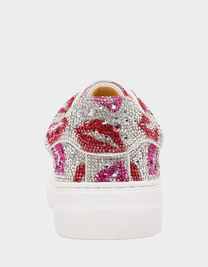 SIDNY MULTI LIPS Women's Rhinestone Platform Sneaker | Betsey Johnson New