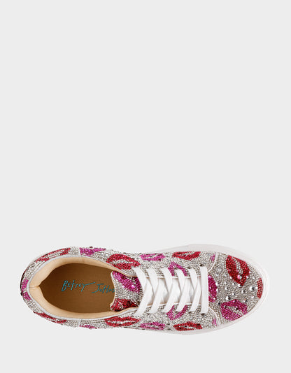 SIDNY MULTI LIPS Women's Rhinestone Platform Sneaker | Betsey Johnson New