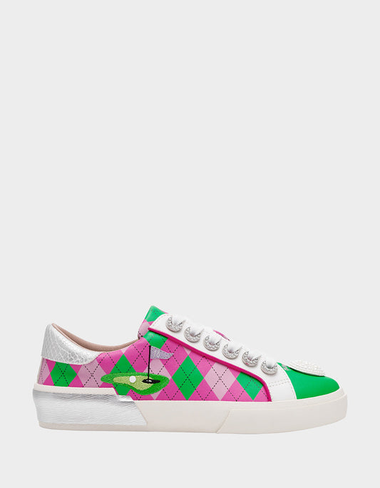 SHERRIE PINK/GREEN MULTI Women's Low-Top Lace-Up Sneaker | Betsey Johnson Trending