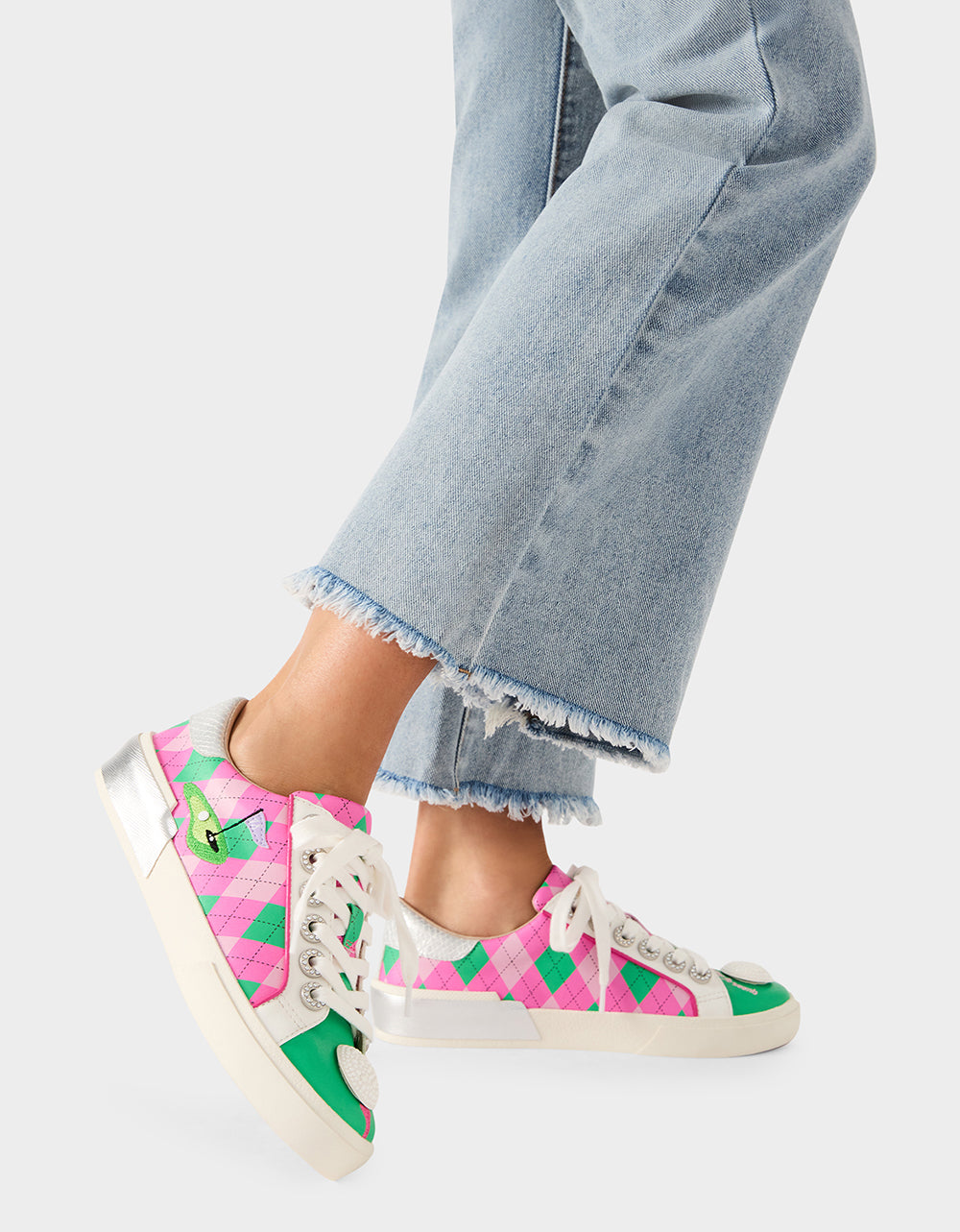 SHERRIE PINK/GREEN MULTI Women's Low-Top Lace-Up Sneaker | Betsey Johnson Trending