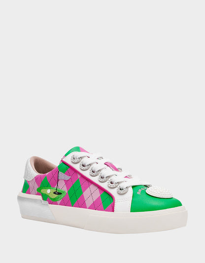 SHERRIE PINK/GREEN MULTI Women's Low-Top Lace-Up Sneaker | Betsey Johnson Trending