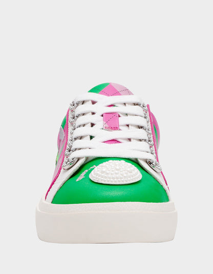 SHERRIE PINK/GREEN MULTI Women's Low-Top Lace-Up Sneaker | Betsey Johnson Trending