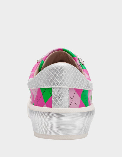 SHERRIE PINK/GREEN MULTI Women's Low-Top Lace-Up Sneaker | Betsey Johnson Trending