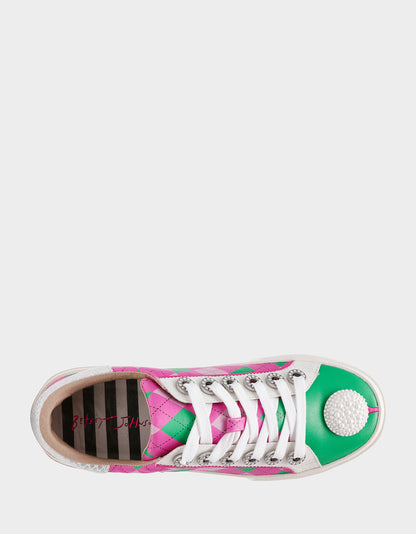 SHERRIE PINK/GREEN MULTI Women's Low-Top Lace-Up Sneaker | Betsey Johnson Trending