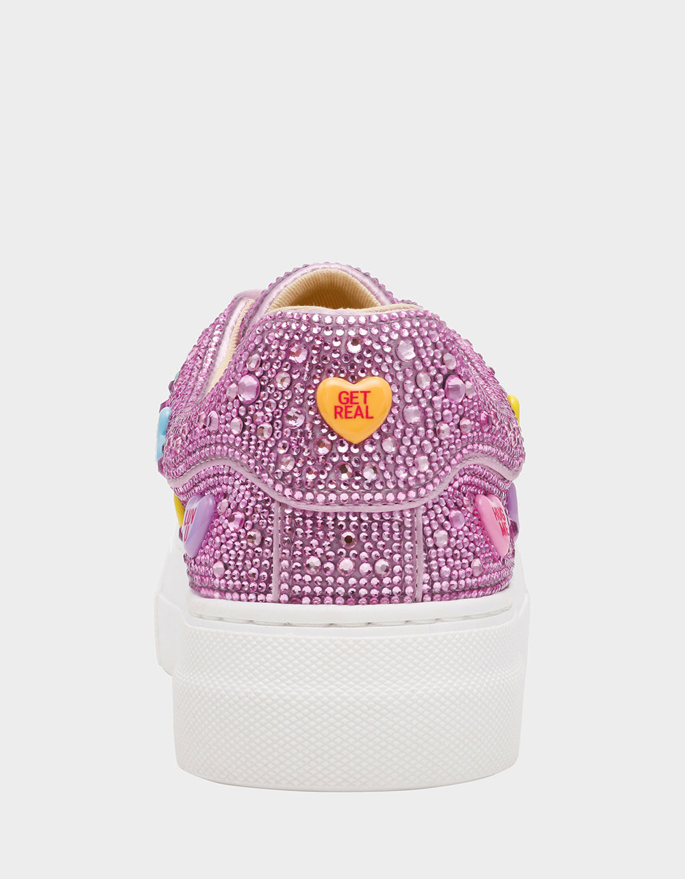 SIDNY PINK MULTI HEARTS Women's Rhinestone Candy Heart Sneaker | Betsey Johnson Best Price