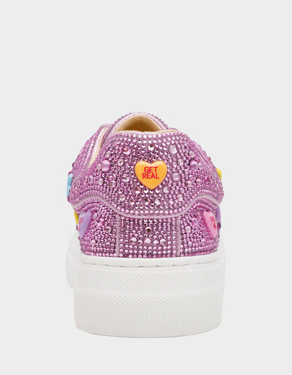 SIDNY PINK MULTI HEARTS Women's Rhinestone Candy Heart Sneaker | Betsey Johnson Best Price