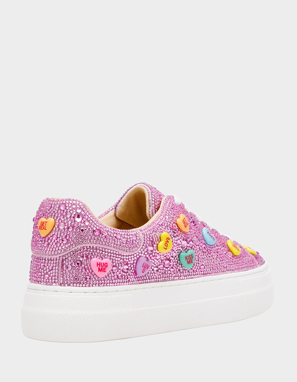 SIDNY PINK MULTI HEARTS Women's Rhinestone Candy Heart Sneaker | Betsey Johnson Best Price