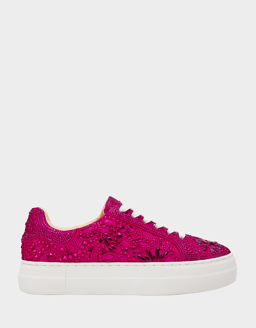 REILY Fuchsia Platform Low-Top Lace-Up Rhinestone Women's Sneaker | Betsey Johnson Best Price