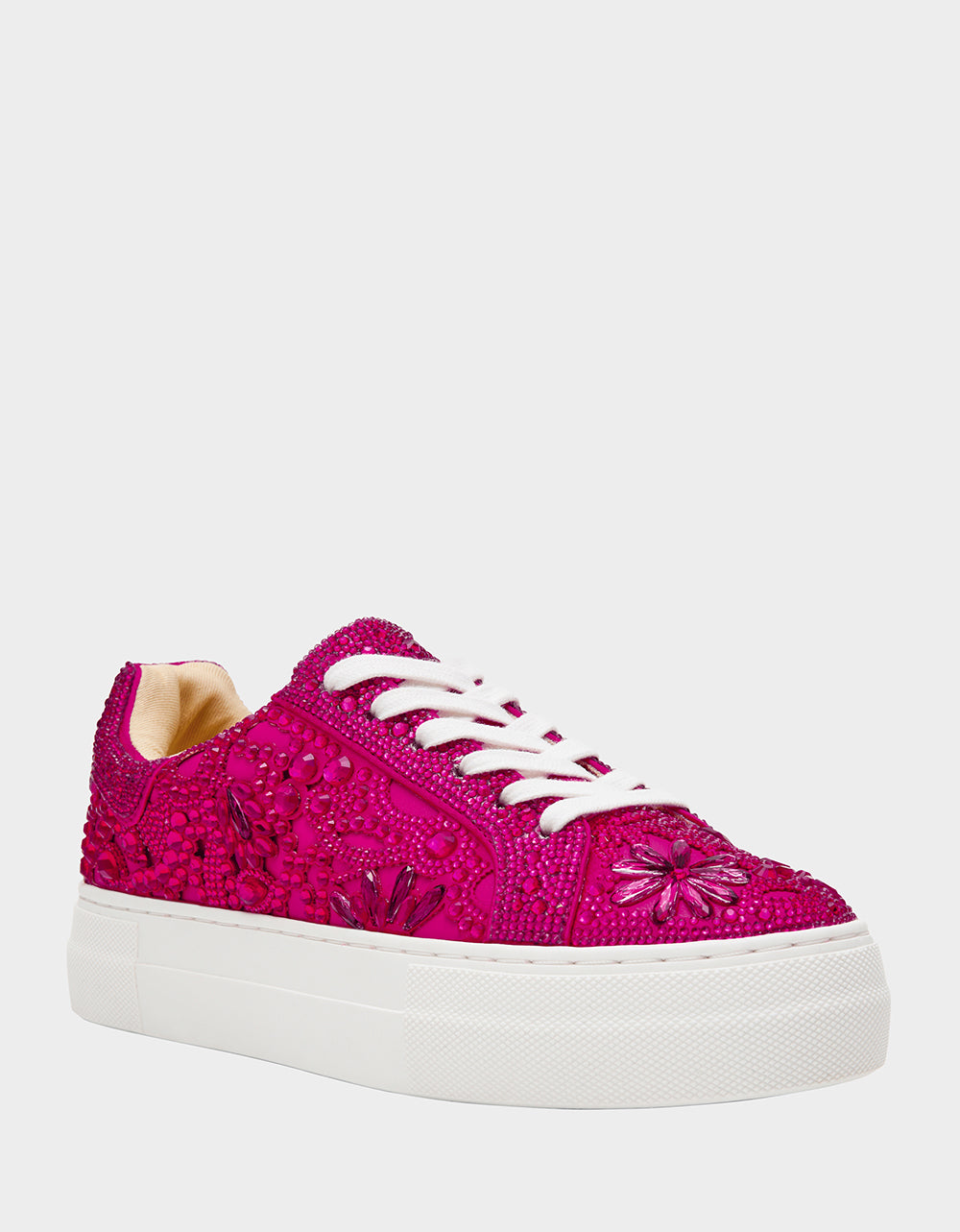 REILY Fuchsia Platform Low-Top Lace-Up Rhinestone Women's Sneaker | Betsey Johnson Best Price