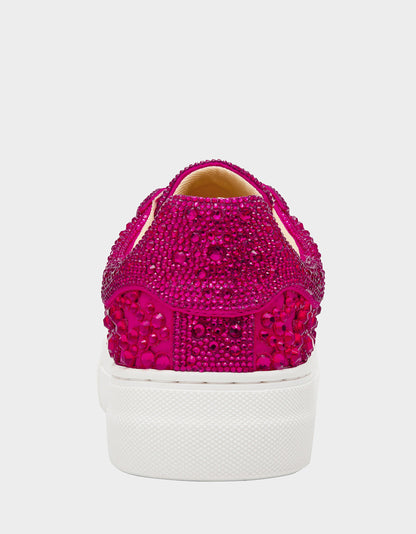 REILY Fuchsia Platform Low-Top Lace-Up Rhinestone Women's Sneaker | Betsey Johnson Best Price
