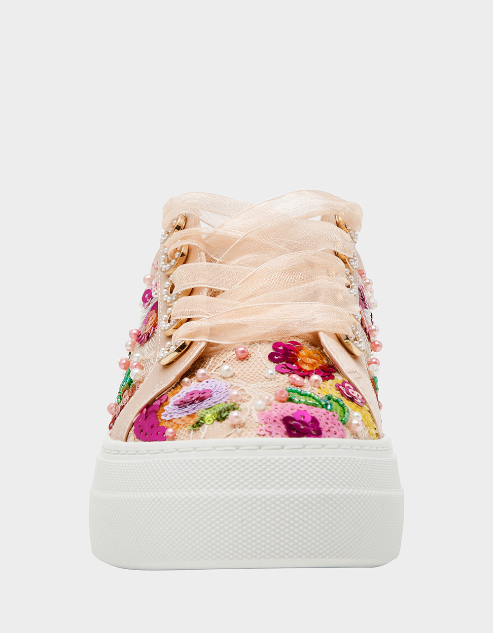 BONNY Nude Floral Sequin Mesh Floral Platform Low-Top Women's Sneaker | Betsey Johnson Exclusive