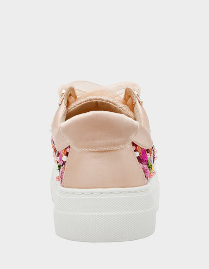 BONNY Nude Floral Sequin Mesh Floral Platform Low-Top Women's Sneaker | Betsey Johnson Exclusive