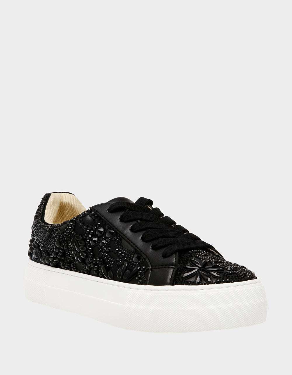 REILY Black Platform Low-Top Lace-Up Rhinestone Women's Sneaker | Betsey Johnson Hot Sale