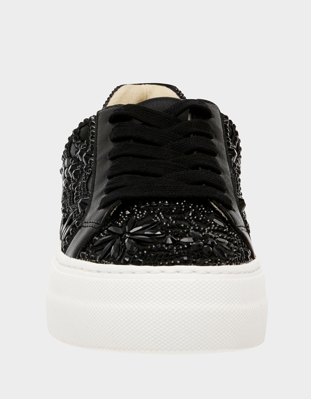 REILY Black Platform Low-Top Lace-Up Rhinestone Women's Sneaker | Betsey Johnson Hot Sale