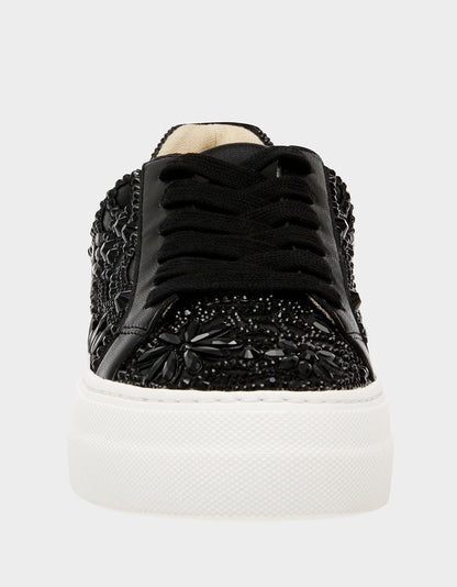 REILY Black Platform Low-Top Lace-Up Rhinestone Women's Sneaker | Betsey Johnson Hot Sale