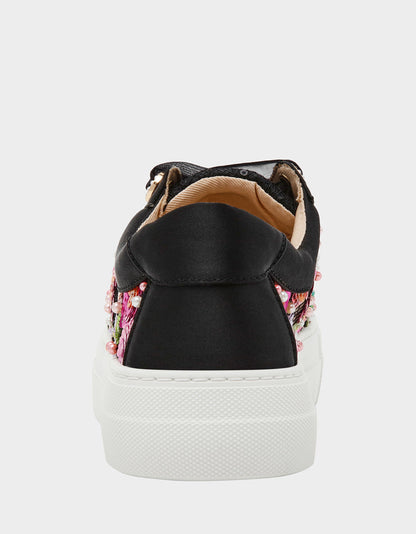 BONNY Black Floral Sequin Mesh Floral Platform Low-Top Women's Sneaker | Betsey Johnson Recommended