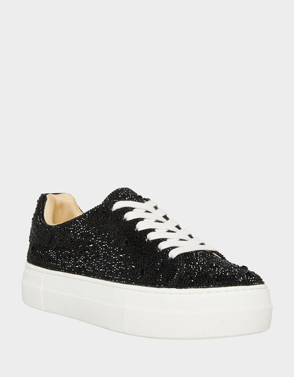 SB-SIDNY BLACK Rhinestone Sneaker | Betsey Johnson Latest