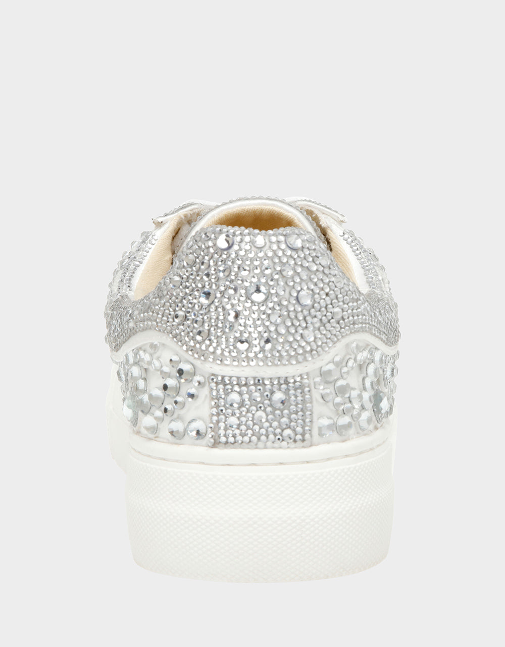 REILY WHITE Platform Low-Top Lace-Up Rhinestone Women's Sneaker | Betsey Johnson Latest