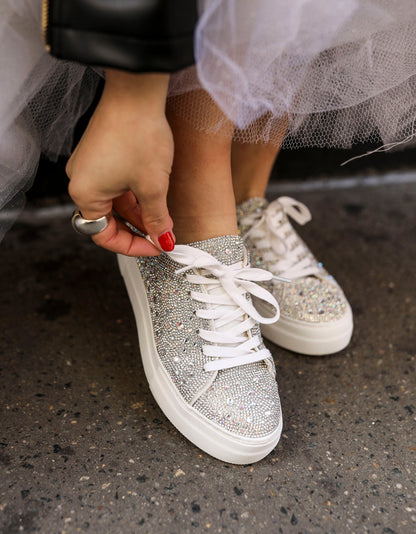 SIDNY RHINESTONES Lace Up Sneakers | Betsey Johnson Quality
