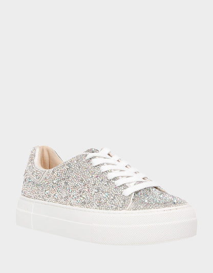 SIDNY RHINESTONES Lace Up Sneakers | Betsey Johnson Quality