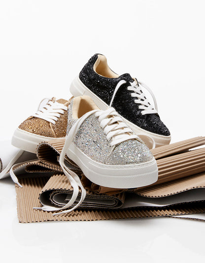 SIDNY RHINESTONES Lace Up Sneakers | Betsey Johnson Quality