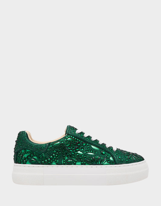 REILY EMERALD Platform Low-Top Lace-Up Rhinestone Women's Sneaker | Betsey Johnson Everyday