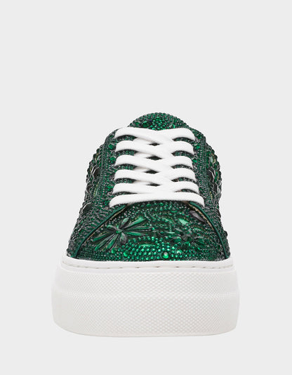 REILY EMERALD Platform Low-Top Lace-Up Rhinestone Women's Sneaker | Betsey Johnson Everyday