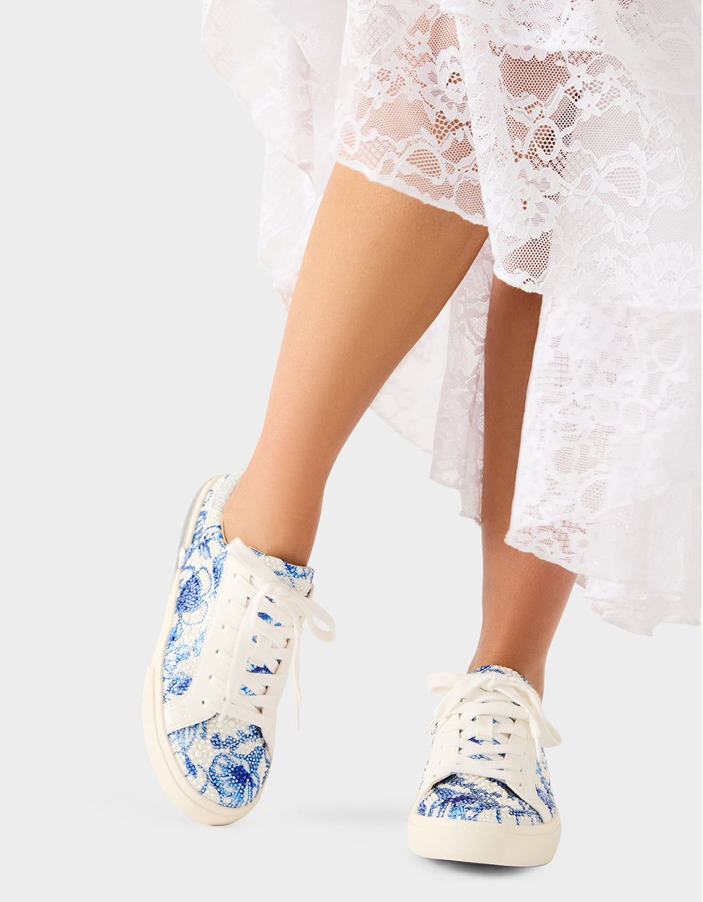 DAMON WHITE/BLUE FLORAL Women's Blue Floral Sneaker | Betsey Johnson Great Value